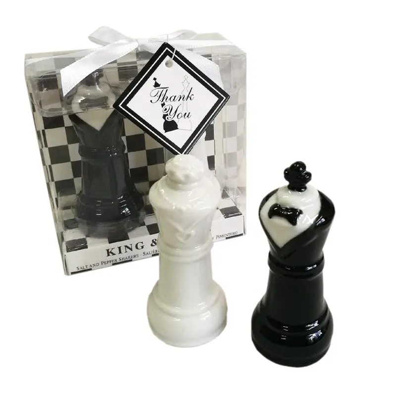 Ywbeyond Wholesale Wedding Guest Souvenirs Ceramic Bride And Groom King And Queen Chess Salt And Pepper Shakers