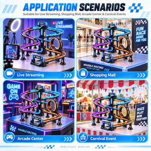 Juego de Adivinanzas de Pista de Carreras de Bolas de Mármol Premium con Circuito Curvo, Elevador y Luces LED para Centro de Juegos Arcade - Product Image 6