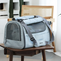 Sac de transport souple en nylon pour animaux de compagnie avec ventilation sur 4 côtés, grande fenêtre de visualisation, transporteur portable pour chat avec laisse de sécurité pour petits animaux