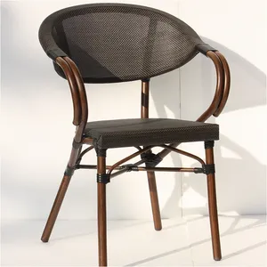 Modern French Style Paris Bistro Chairs Terrace Rattan Outdoor Chairs Seating Restaurant Patio Outdoor Furniture Chair