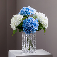 Ramo de Hortensias Realistas con Loto - Planta Artificial de Poliéster para Decoración de Jardín y Hogar