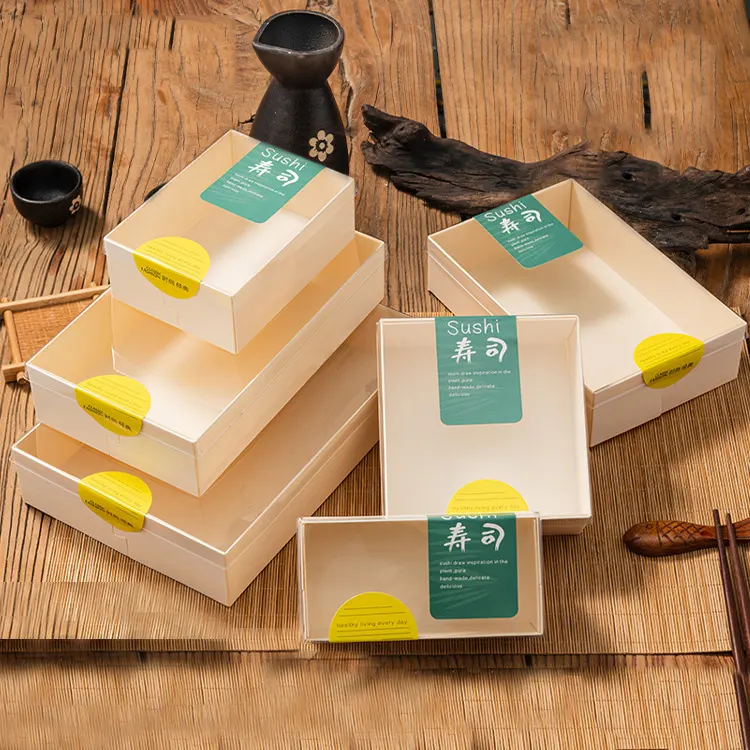 लकड़ी के बॉक्स सुशी की Takeaway पैकिंग सड़ सकने जापानी डिस्पोजेबल खाद्य लकड़ी सुशी बॉक्स