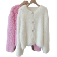 Suéter de Punto Informal de Invierno Más Vendido, Antiarrugas, 100% Poliéster, Cuello Redondo, Color Sólido, Cárdigan Suave de Un Solo Pecho para Mujer