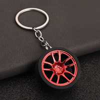 Оптовая продажа: Брелок-ключница из металла Alloy Hot Wheels в виде колеса автомобиля с мультяшным дизайном, турбо-эффектом и регулируемой подсветкой, с карабином