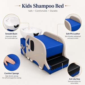 Lettino Lavatesta XFMC Comfort Safety per Bambini, Design Moderno a Forma di <span class=keywords><strong>Elefante</strong></span>, con Lavabo <span class=keywords><strong>in</strong></span> Ceramica per Parrucchieri - Product Image 2