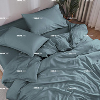 Parure de lit moderne de luxe en microfibre lavée, design épuré, certifiée OEKO-TEX, 300 fils/cm², drap-housse et housse de couette