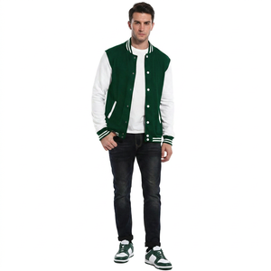 High Quality Letterman Varsity Winter <b>Jacket</b> 100% Cotton Stand Collar Front Logo Custom Stylish <b>Men's</b> College <b>Baseball</b> <b>Jacket</b> - Product Image 1