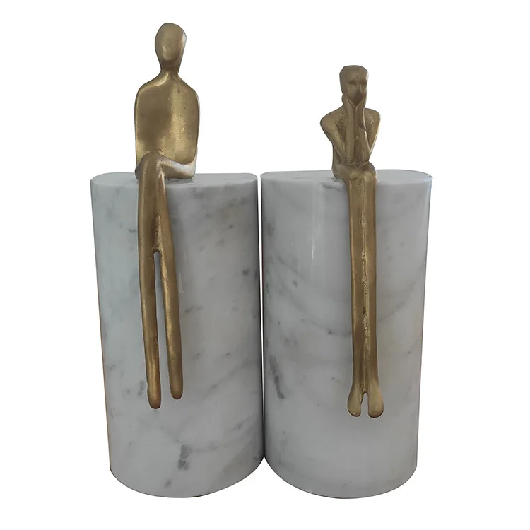 Custom Book End Stand Calacatta White Marble Bookends