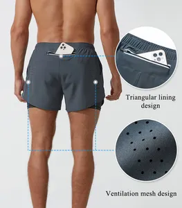 Custom Dry Fit 2 In 1 Double Layer Mesh Track Men's Shorts Compression Sportswear Gym Running Training Athletic Shorts For Men