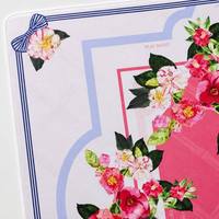 Tapis de jeu de Mahjong de luxe rose et blanc avec bordure Camélia, imprimé Charleston, portable, pliable, insonorisé, avec housse en caoutchouc