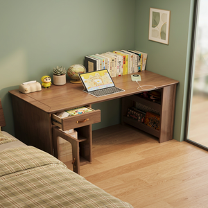 Wood Computer <b>Desk</b> with Drawer and Storage Shelf for Home Office <b>Study</b> Furniture Set - Product Image 3