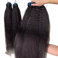 RONGXIN Mèches de cheveux humains vierges non traités, bruts, lisses et crépus, et mèches de cheveux brésiliens crépus, avec pointes à double trame