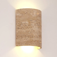 Applique murale créative Wabi Sabi en travertin naturel pour chambre, salon, hôtel, couloir d'escalier, décoration, lampe murale en pierre jaune