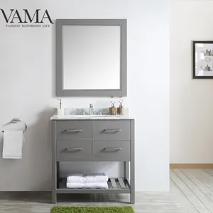 VAMA 36 inch wholesale bathroom cabinet prefab homes china suppliers marble top bathroom vanity 732036