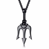 Collier pendentif Trident de fermoir en argent, bijou en acier inoxydable de déclaration, cadeau d'amoureux