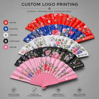 Éventails pliants personnalisés en tissu floral avec baleines en plastique, éventails de danse espagnols et chinois pour cadeaux de mariage, cadeaux de fête, OEM