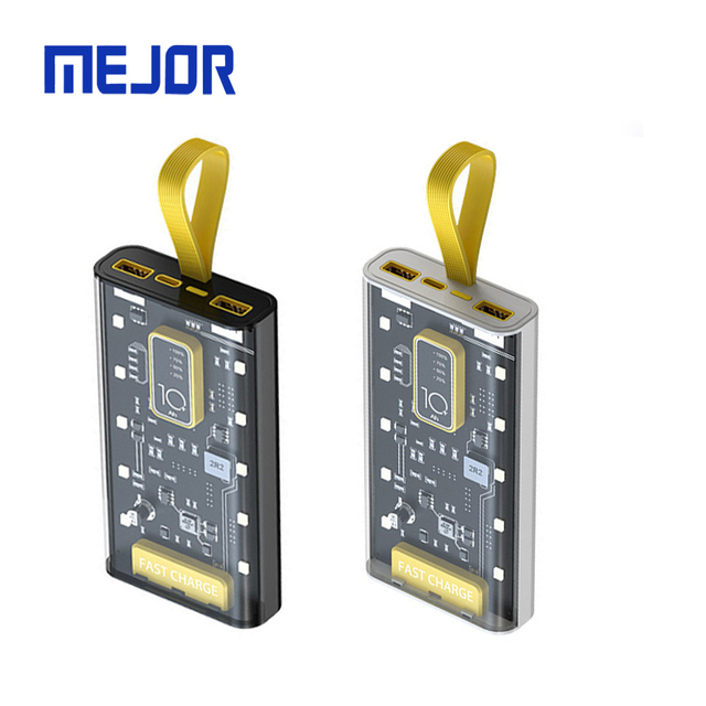 Transparent Power bank 10000MAH Fast Charge Own Line Grip Powerbank Factory portable charger