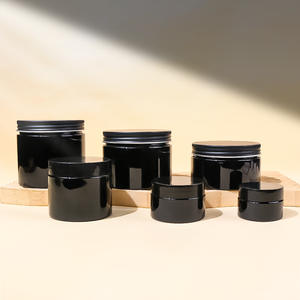 Venta al por mayor 1oz 4oz 8oz tarros de crema cosmética para mascotas de boca ancha 30g 50g 100G 200g 250g tarros negros de plástico con tapa negra - Product Image 2