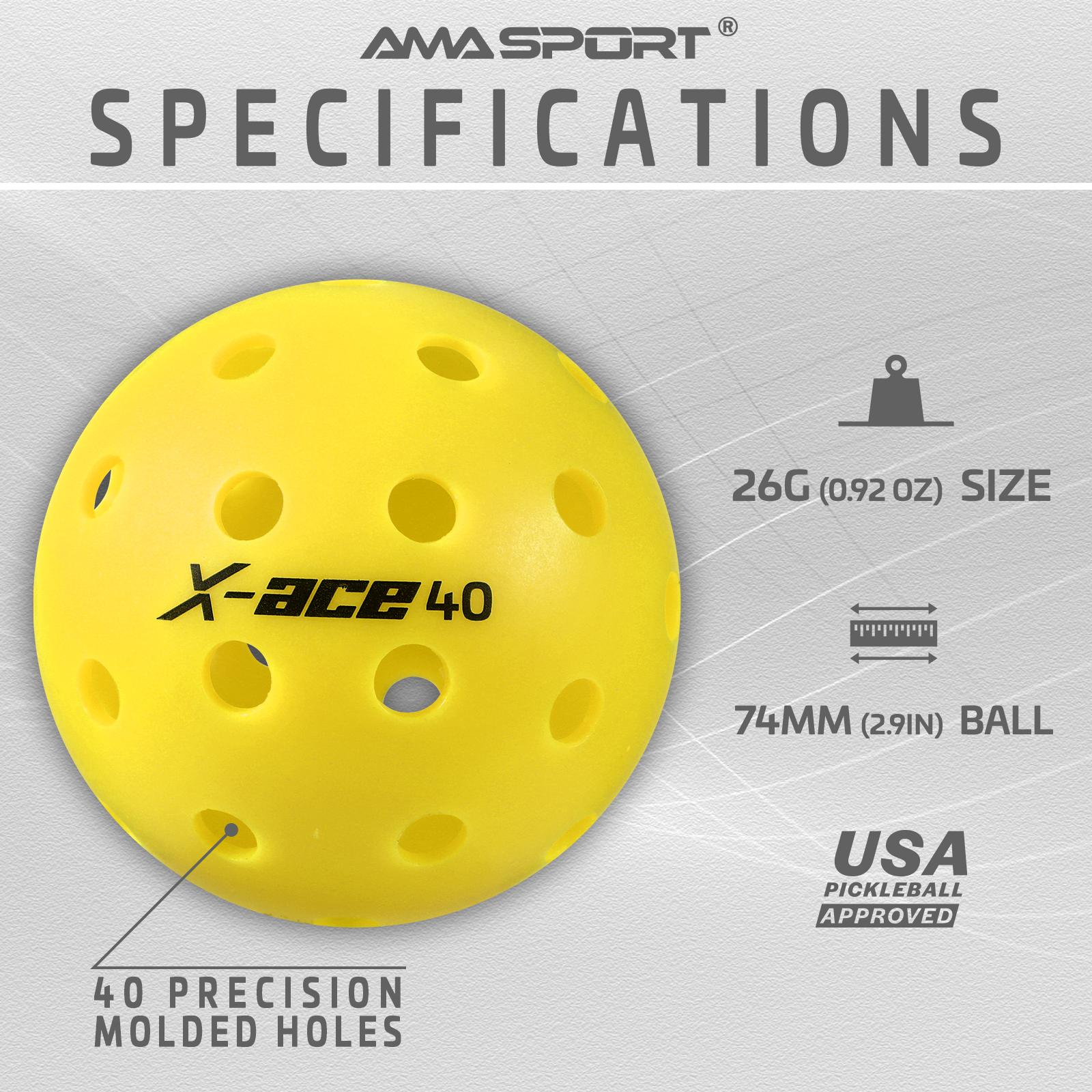 X-ace 40 Custom Logo Pickleball Balls - USAPA Approved