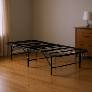 Db Bedroom Furniture Twin Xl Metal Platform <b>Bed</b> Frame <b>Folding</b> Minimalist Design Strong Black <b>Mattress</b> Base <b>For</b> Bedroom - Product Image 2
