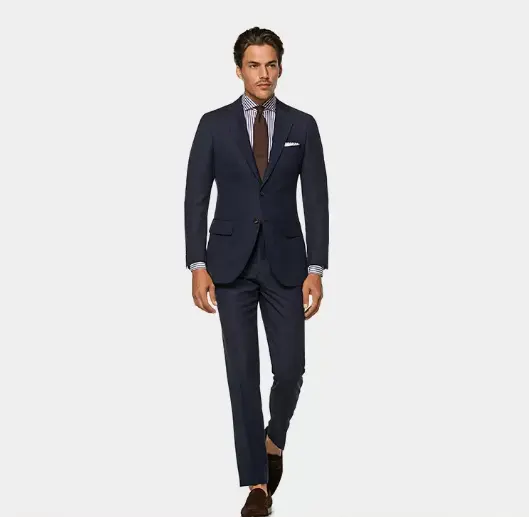 MTM Italian Style Mens Single Breasted 100% Wool Business casual Leisure Suit Navy Blue Suit Factory High Quality Tailor Custom