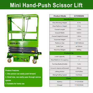 Plataforma <span class=keywords><strong>de</strong></span> Trabajo Aérea con Capacidad <span class=keywords><strong>de</strong></span> Carga <span class=keywords><strong>de</strong></span> 240 kg y Altura <span class=keywords><strong>de</strong></span> Elevación <span class=keywords><strong>de</strong></span> 4 m, <span class=keywords><strong>Mini</strong></span> <span class=keywords><strong>Elevador</strong></span> <span class=keywords><strong>de</strong></span> <span class=keywords><strong>Tijera</strong></span> Manual para Uso Doméstico - Product Image 2