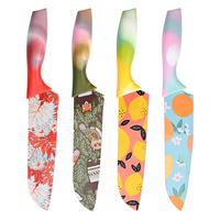 Ensemble de couteaux de cuisine au design nouveau, revêtement antiadhésif, acier 3Cr13, couteau de chef, couteau Santoku, manche en PP avec étui