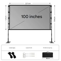Écran de projection portable pour projecteur extérieur, pliable rapidement, avant et arrière, 84, 100, 120 pouces, 16:9, 4:3