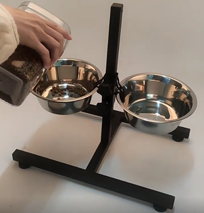 Mangkuk hewan peliharaan yang dapat dilepas dengan bingkai besi yang dapat disesuaikan mangkuk anjing yang ditinggikan ganda - Product Image 3