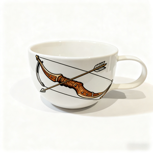 Mug à café en céramique fait main - Design d'arc à poulies de tir à l'arc peint à la main - Cadeau de vacances parfait - Product Image 1