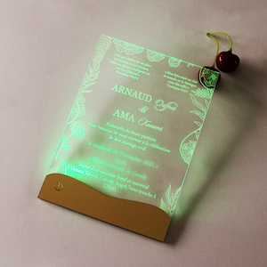 <span class=keywords><strong>2022</strong></span> nouvelles cartes d'invitation de mariage à LED, conception personnalisée, texte Transparent en acrylique gravé - Product Image 3