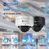 Caméra IP dôme PoE 4COVR 6Mp avec capteur Sony, compatible Hik, conforme NDAA, détection de visage VCA AI, IP67, micro intégré, visualisation via application