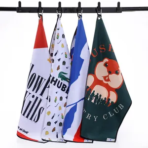 Custom Printing Microfiber Waffle Towel Golf Towel With Carabiner