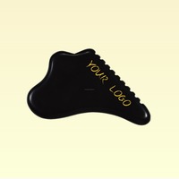 Meilleure vente pierre de Bian naturelle Guasha rouleau de jade noir grattage du visage outil de massage du visage masseur du cuir chevelu avec emballage personnalisé