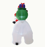 Aufblasbarer Weihnachtsmann mit Automatisch Beweglichem Eisbärenkopf für Weihnachtliche Außendekoration und Gartenarrangement