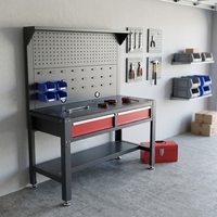 Banc de travail robuste en acier inoxydable pour atelier, avec panneau perforé, prise électrique, étagère de rangement supérieure, OEM/ODM/OBM, 800 kg