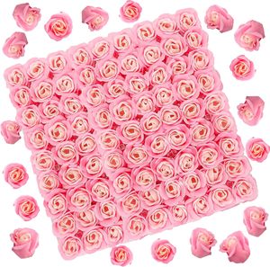 Fleur de savon rose à trois couches sans base pour Noël, décoration de boîte cadeau de mariage ou de bonbons - Product Image 1
