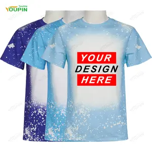 2022 Beliebte individuell bedruckte Herren bekleidung Sommer T-Shirts mit Rundhals ausschnitt Sublimation rohlinge Faux Bleach Polyester T-Shirts