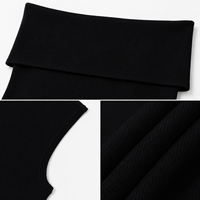 Robe en tricot fin noir pour femme, épaules dénudées, manches courtes, mi-longue, commande personnalisée, vente en gros