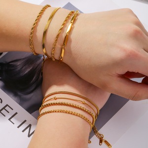 High Quaintity Aço Inoxidável 18K Banhado A Ouro Pulseiras Tornozeleiras Hypoallergenic Impermeável Tarnish Free Jóias Correntes Pulseiras - Product Image 3