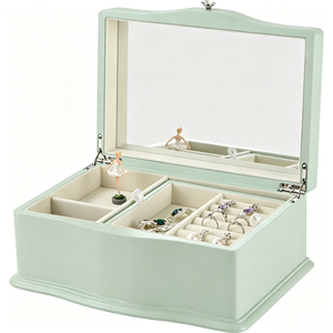 Luxury Curved Wooden Music Jewelry <b>Boxes</b> Premium Coating For High End Girls Jewelry Gift Packaging - Product Image 1