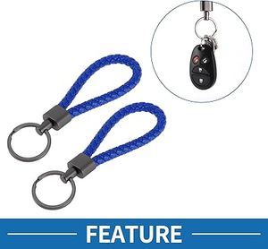 Porte-clés personnalisé en cuir véritable tressé avec logo gravé en métal pour promotion d'entreprise, porte-clés pour femme, cadeau pour voiture, modèle - Product Image 2