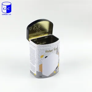 Kotak timah bentuk gelombang kaleng untuk hadiah kaleng logam teh dapat disesuaikan
