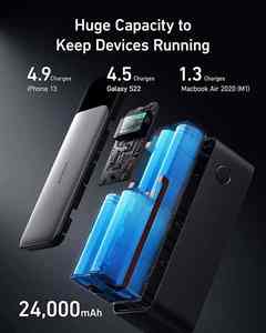 <span class=keywords><strong>Anker</strong></span> <span class=keywords><strong>737</strong></span> Power Bank Alta capacidad 24000mAh 140W Salida Cargador portátil de 3 puertos (PowerCore 24K) con pantalla digital inteligente - Product Image 4