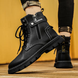 Bottes d'hiver unisexes en cuir véritable imperméable, doublure en coton thermique, semelle épaisse, confortables, doublure en fourrure, bottines en caoutchouc - Product Image 5