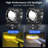 Feux de route LED 12V 80V 1000M Jaune Blanc Double faisceau Projecteur carré Lampe auxiliaire Route nocturne