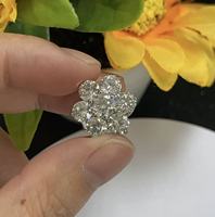 Anting-anting jepit bunga perak sterling 925 berkilauan grosir, perhiasan khusus pesta pernikahan wanita