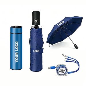 Paraguas Plegable Automático de Tres Pliegues con Recubrimiento Negro de Protección UV y Logotipo Empresarial Personalizado al por Mayor - Product Image 1