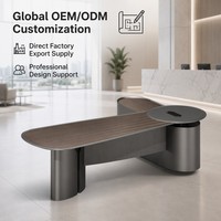Sistema de Mesa Ejecutiva de Alta Gama con Acabado a Base de Agua, Tablero E1, Gabinete de Almacenamiento Lateral, Escritorio para Gerente o Director Ejecutivo