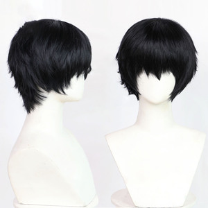 Parrucche Sintetiche Nere Naturali da Uomo All'Ingrosso, Parrucche Corte da Ragazzo con Taglio a Lupo e Frangia Texturizzata per Uso Quotidiano - Product Image 1